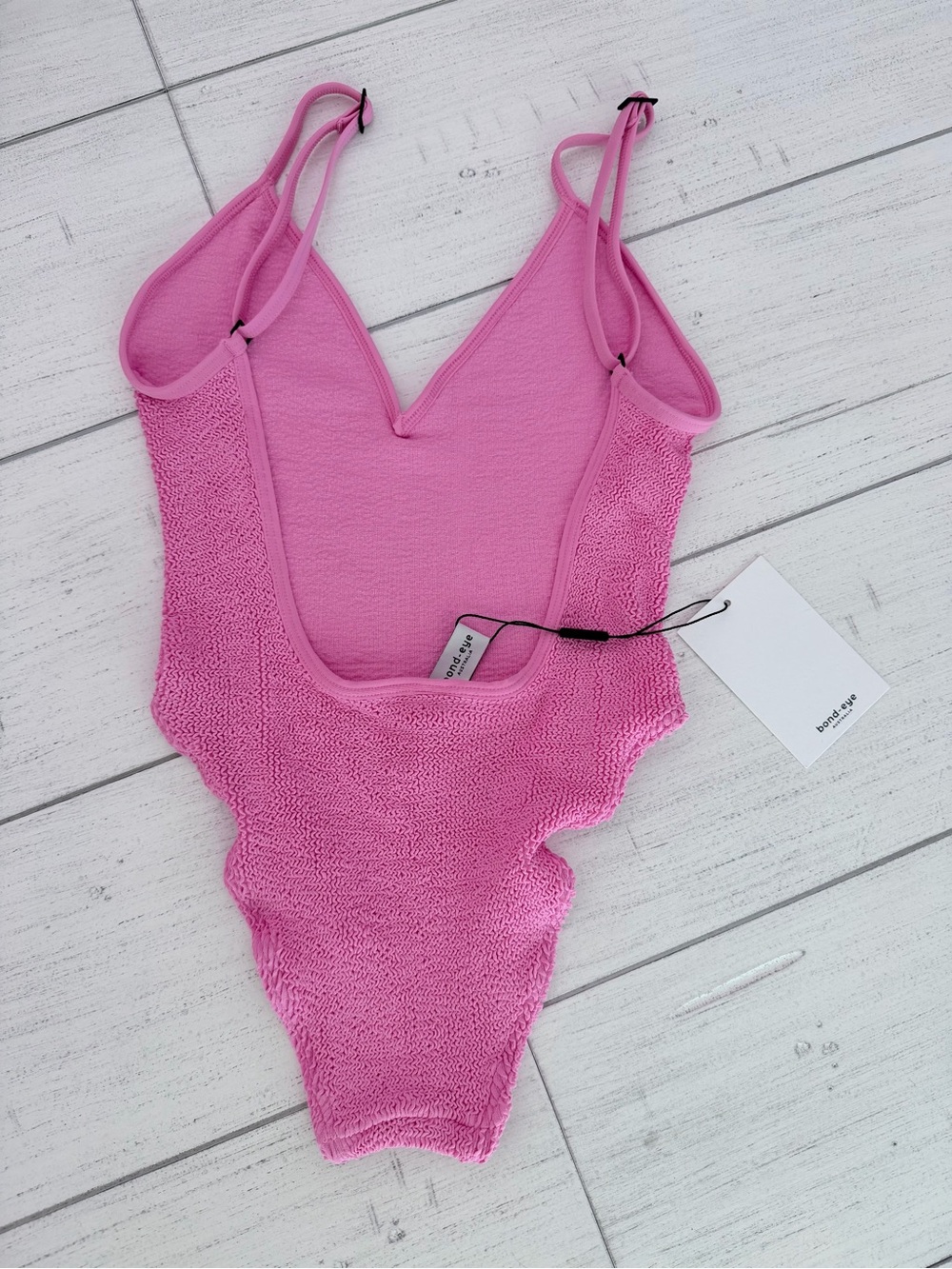 New Bond-eye Swim Elana One piece Swimsuit Candy Pink Ribbed OS NWT - Picture 9 of 10